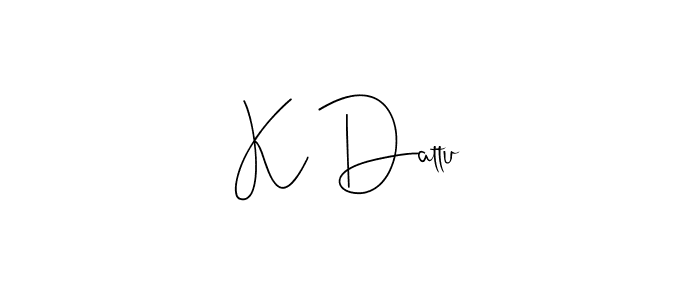 Also You can easily find your signature by using the search form. We will create K Dattu name handwritten signature images for you free of cost using Andilay-7BmLP sign style. K Dattu signature style 4 images and pictures png