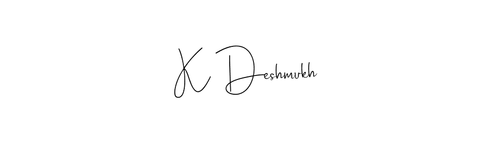 You should practise on your own different ways (Andilay-7BmLP) to write your name (K Deshmukh) in signature. don't let someone else do it for you. K Deshmukh signature style 4 images and pictures png