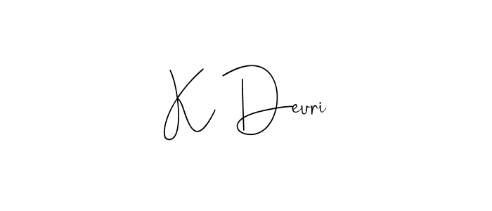 How to make K Deuri name signature. Use Andilay-7BmLP style for creating short signs online. This is the latest handwritten sign. K Deuri signature style 4 images and pictures png