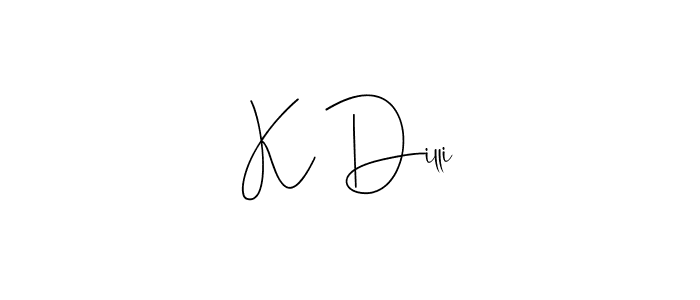 How to make K Dilli name signature. Use Andilay-7BmLP style for creating short signs online. This is the latest handwritten sign. K Dilli signature style 4 images and pictures png