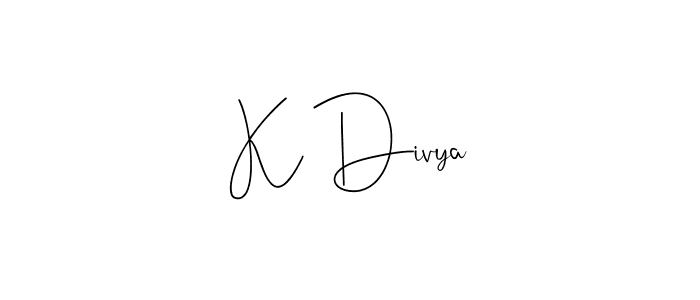 You should practise on your own different ways (Andilay-7BmLP) to write your name (K Divya) in signature. don't let someone else do it for you. K Divya signature style 4 images and pictures png