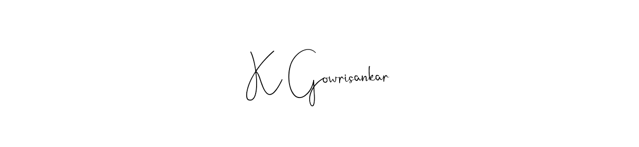 How to make K Gowrisankar signature? Andilay-7BmLP is a professional autograph style. Create handwritten signature for K Gowrisankar name. K Gowrisankar signature style 4 images and pictures png