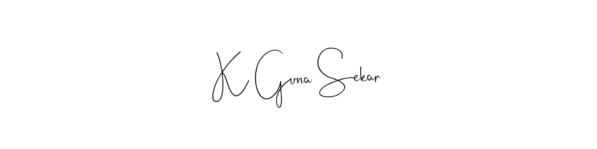 How to make K Guna Sekar name signature. Use Andilay-7BmLP style for creating short signs online. This is the latest handwritten sign. K Guna Sekar signature style 4 images and pictures png