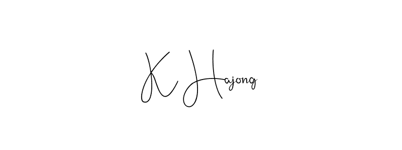 if you are searching for the best signature style for your name K Hajong. so please give up your signature search. here we have designed multiple signature styles  using Andilay-7BmLP. K Hajong signature style 4 images and pictures png