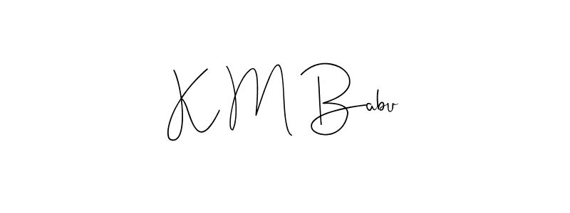 if you are searching for the best signature style for your name K M Babu. so please give up your signature search. here we have designed multiple signature styles  using Andilay-7BmLP. K M Babu signature style 4 images and pictures png