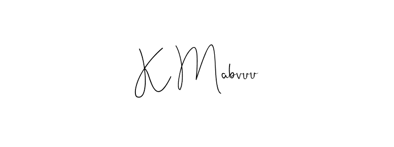 Use a signature maker to create a handwritten signature online. With this signature software, you can design (Andilay-7BmLP) your own signature for name K Mabvuu. K Mabvuu signature style 4 images and pictures png