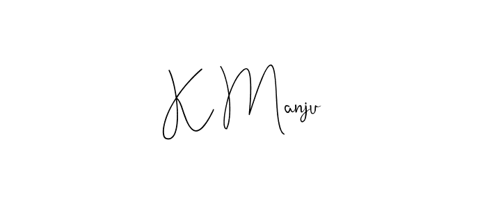 The best way (Andilay-7BmLP) to make a short signature is to pick only two or three words in your name. The name K Manju include a total of six letters. For converting this name. K Manju signature style 4 images and pictures png