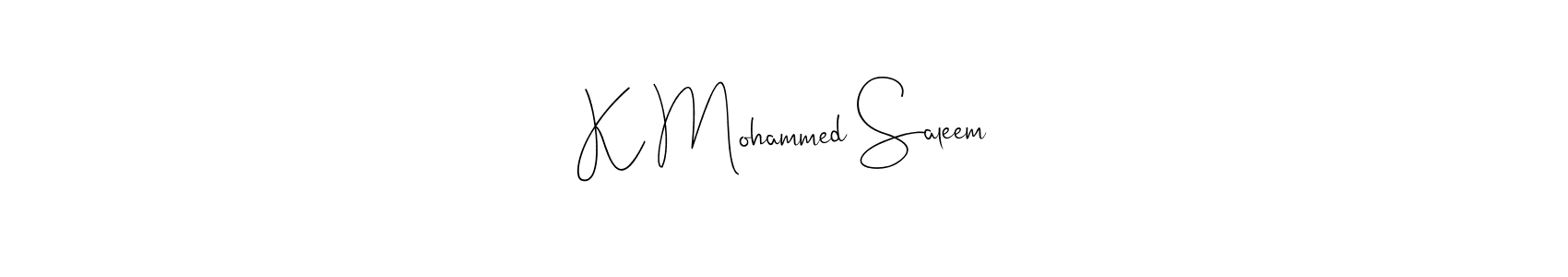 This is the best signature style for the K Mohammed Saleem name. Also you like these signature font (Andilay-7BmLP). Mix name signature. K Mohammed Saleem signature style 4 images and pictures png