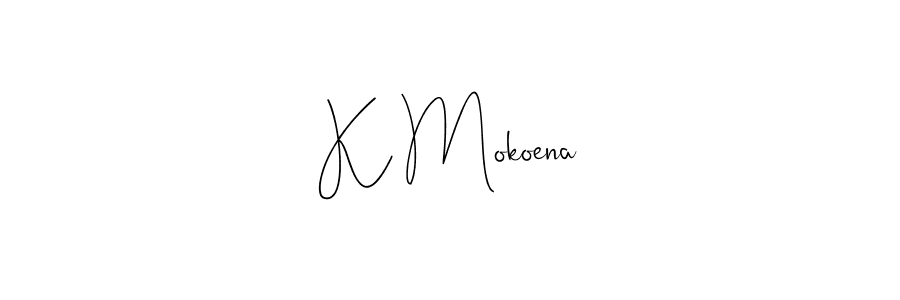 How to make K Mokoena name signature. Use Andilay-7BmLP style for creating short signs online. This is the latest handwritten sign. K Mokoena signature style 4 images and pictures png