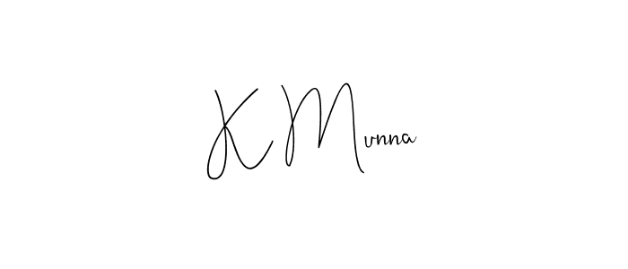 How to make K Munna name signature. Use Andilay-7BmLP style for creating short signs online. This is the latest handwritten sign. K Munna signature style 4 images and pictures png