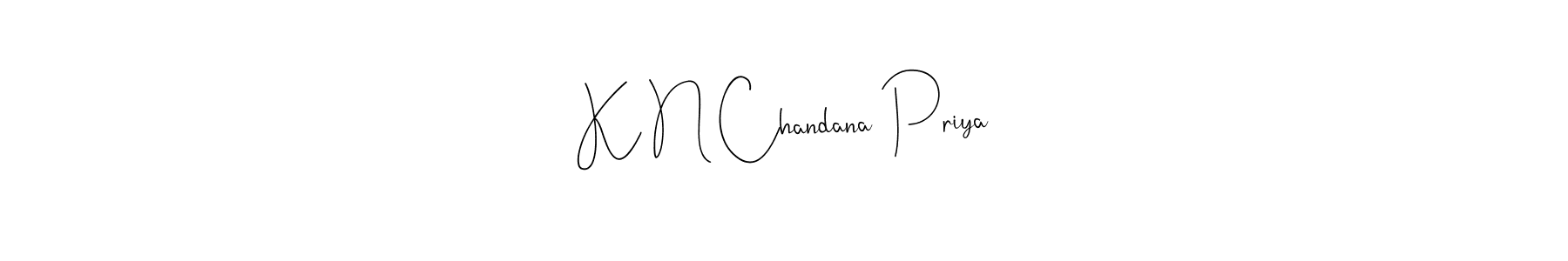 Andilay-7BmLP is a professional signature style that is perfect for those who want to add a touch of class to their signature. It is also a great choice for those who want to make their signature more unique. Get K N Chandana Priya name to fancy signature for free. K N Chandana Priya signature style 4 images and pictures png
