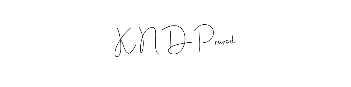 The best way (Andilay-7BmLP) to make a short signature is to pick only two or three words in your name. The name K N D Prasad include a total of six letters. For converting this name. K N D Prasad signature style 4 images and pictures png