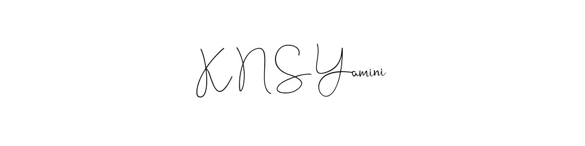 This is the best signature style for the K N S Yamini name. Also you like these signature font (Andilay-7BmLP). Mix name signature. K N S Yamini signature style 4 images and pictures png