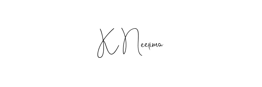 Also You can easily find your signature by using the search form. We will create K Neelima name handwritten signature images for you free of cost using Andilay-7BmLP sign style. K Neelima signature style 4 images and pictures png