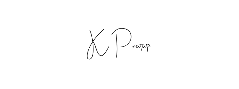 How to make K Pratap name signature. Use Andilay-7BmLP style for creating short signs online. This is the latest handwritten sign. K Pratap signature style 4 images and pictures png