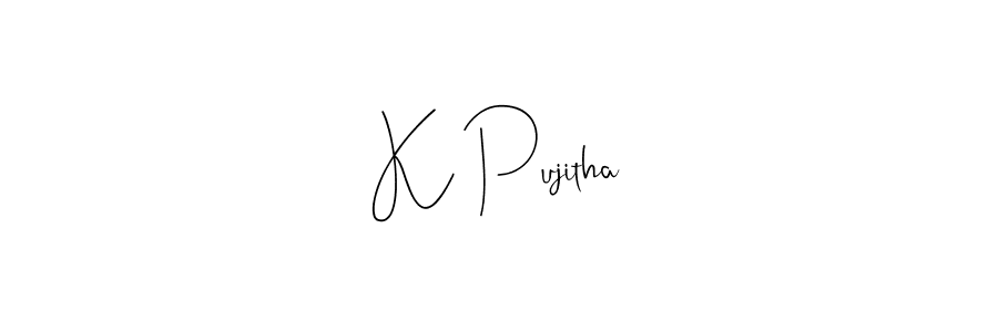 You can use this online signature creator to create a handwritten signature for the name K Pujitha. This is the best online autograph maker. K Pujitha signature style 4 images and pictures png