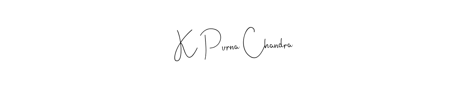 The best way (Andilay-7BmLP) to make a short signature is to pick only two or three words in your name. The name K Purna Chandra include a total of six letters. For converting this name. K Purna Chandra signature style 4 images and pictures png