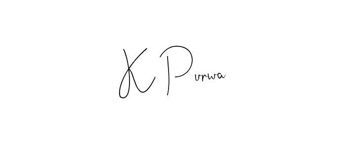 Make a beautiful signature design for name K Purwa. With this signature (Andilay-7BmLP) style, you can create a handwritten signature for free. K Purwa signature style 4 images and pictures png