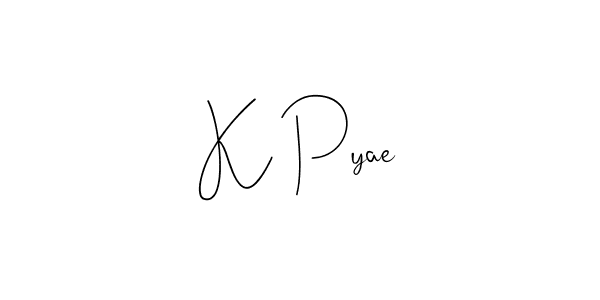 How to make K Pyae name signature. Use Andilay-7BmLP style for creating short signs online. This is the latest handwritten sign. K Pyae signature style 4 images and pictures png