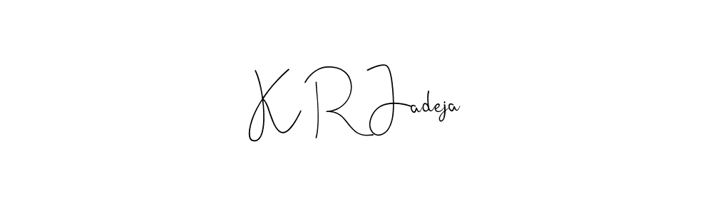 if you are searching for the best signature style for your name K R Jadeja. so please give up your signature search. here we have designed multiple signature styles  using Andilay-7BmLP. K R Jadeja signature style 4 images and pictures png