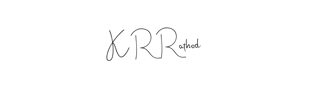 The best way (Andilay-7BmLP) to make a short signature is to pick only two or three words in your name. The name K R Rathod include a total of six letters. For converting this name. K R Rathod signature style 4 images and pictures png