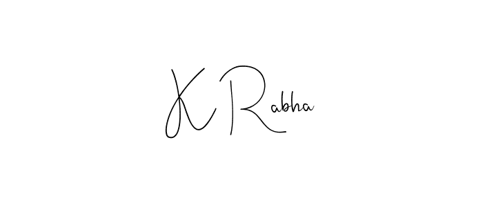 if you are searching for the best signature style for your name K Rabha. so please give up your signature search. here we have designed multiple signature styles  using Andilay-7BmLP. K Rabha signature style 4 images and pictures png