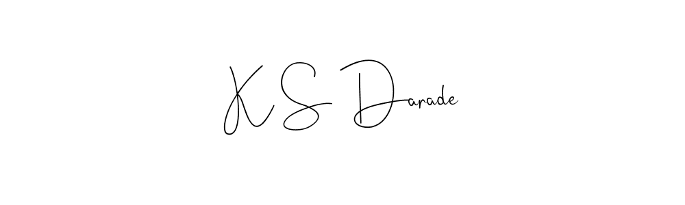 if you are searching for the best signature style for your name K S Darade. so please give up your signature search. here we have designed multiple signature styles  using Andilay-7BmLP. K S Darade signature style 4 images and pictures png