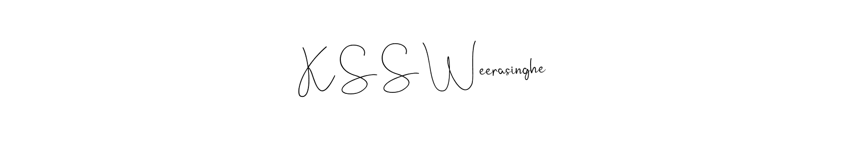 How to make K S S Weerasinghe name signature. Use Andilay-7BmLP style for creating short signs online. This is the latest handwritten sign. K S S Weerasinghe signature style 4 images and pictures png