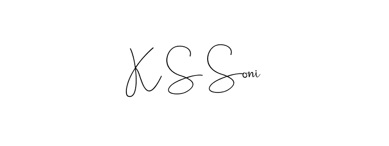 How to make K S Soni signature? Andilay-7BmLP is a professional autograph style. Create handwritten signature for K S Soni name. K S Soni signature style 4 images and pictures png