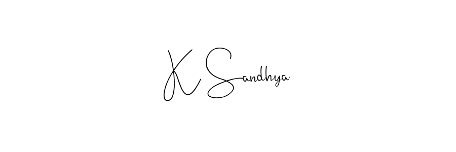 Create a beautiful signature design for name K Sandhya. With this signature (Andilay-7BmLP) fonts, you can make a handwritten signature for free. K Sandhya signature style 4 images and pictures png
