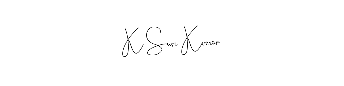 if you are searching for the best signature style for your name K Sasi Kumar. so please give up your signature search. here we have designed multiple signature styles  using Andilay-7BmLP. K Sasi Kumar signature style 4 images and pictures png