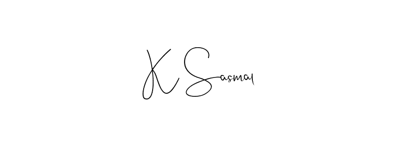 The best way (Andilay-7BmLP) to make a short signature is to pick only two or three words in your name. The name K Sasmal include a total of six letters. For converting this name. K Sasmal signature style 4 images and pictures png