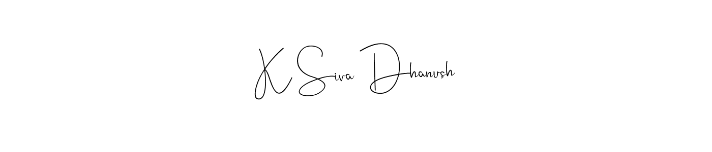 Also You can easily find your signature by using the search form. We will create K Siva Dhanush name handwritten signature images for you free of cost using Andilay-7BmLP sign style. K Siva Dhanush signature style 4 images and pictures png