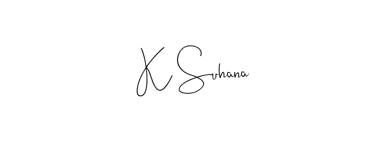 Also You can easily find your signature by using the search form. We will create K Suhana name handwritten signature images for you free of cost using Andilay-7BmLP sign style. K Suhana signature style 4 images and pictures png