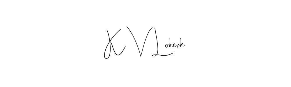 Andilay-7BmLP is a professional signature style that is perfect for those who want to add a touch of class to their signature. It is also a great choice for those who want to make their signature more unique. Get K V Lokesh name to fancy signature for free. K V Lokesh signature style 4 images and pictures png