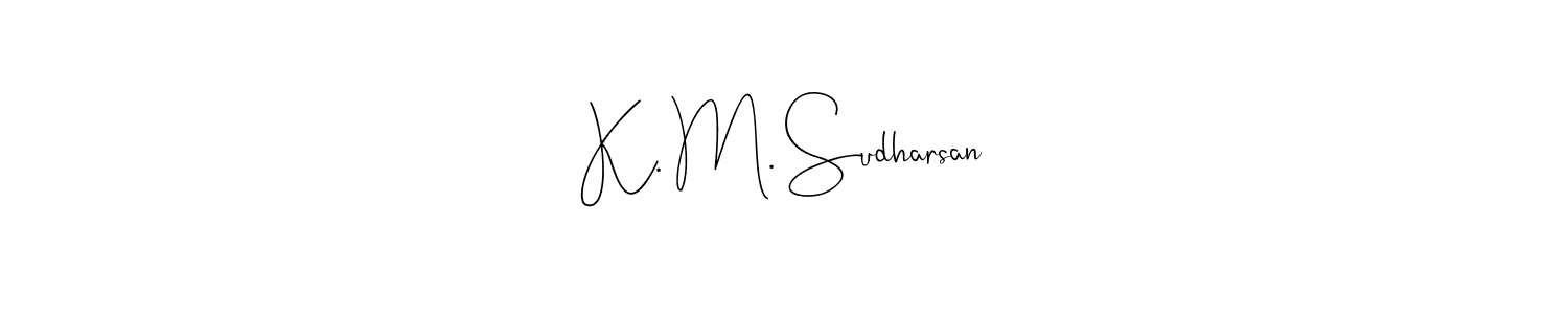 How to make K. M. Sudharsan name signature. Use Andilay-7BmLP style for creating short signs online. This is the latest handwritten sign. K. M. Sudharsan signature style 4 images and pictures png