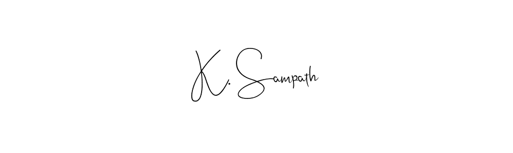 This is the best signature style for the K. Sampath name. Also you like these signature font (Andilay-7BmLP). Mix name signature. K. Sampath signature style 4 images and pictures png