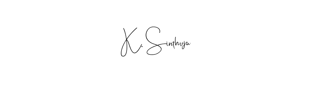 How to make K. Sinthuja name signature. Use Andilay-7BmLP style for creating short signs online. This is the latest handwritten sign. K. Sinthuja signature style 4 images and pictures png