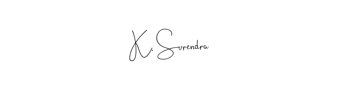 if you are searching for the best signature style for your name K. Surendra. so please give up your signature search. here we have designed multiple signature styles  using Andilay-7BmLP. K. Surendra signature style 4 images and pictures png