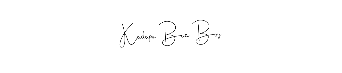 if you are searching for the best signature style for your name Kadapa Bad Boy. so please give up your signature search. here we have designed multiple signature styles  using Andilay-7BmLP. Kadapa Bad Boy signature style 4 images and pictures png