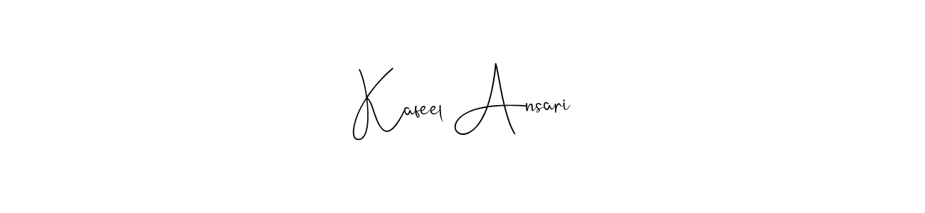 if you are searching for the best signature style for your name Kafeel Ansari. so please give up your signature search. here we have designed multiple signature styles  using Andilay-7BmLP. Kafeel Ansari signature style 4 images and pictures png