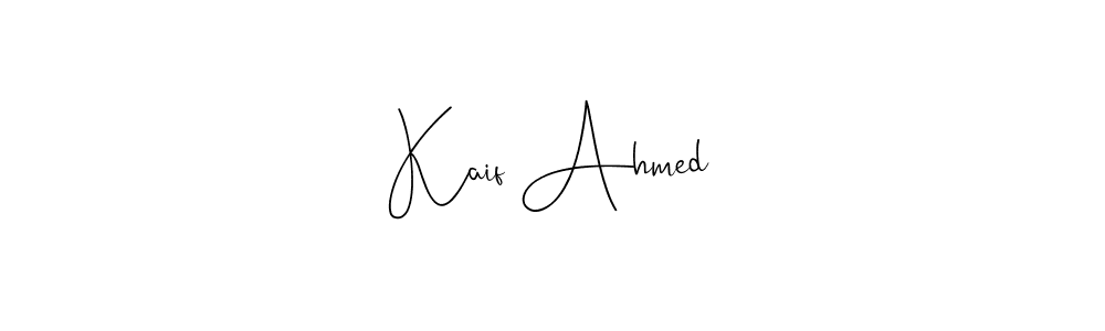 How to make Kaif Ahmed name signature. Use Andilay-7BmLP style for creating short signs online. This is the latest handwritten sign. Kaif Ahmed signature style 4 images and pictures png