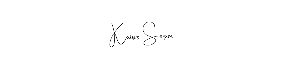 Also You can easily find your signature by using the search form. We will create Kaifus Salam name handwritten signature images for you free of cost using Andilay-7BmLP sign style. Kaifus Salam signature style 4 images and pictures png