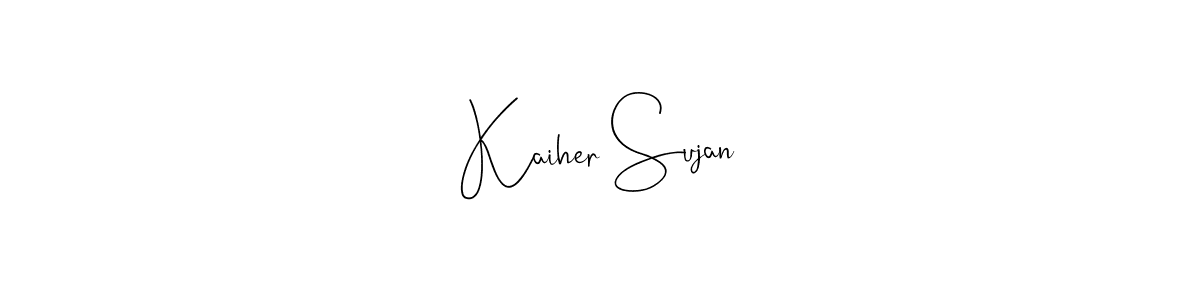 The best way (Andilay-7BmLP) to make a short signature is to pick only two or three words in your name. The name Kaiher Sujan include a total of six letters. For converting this name. Kaiher Sujan signature style 4 images and pictures png