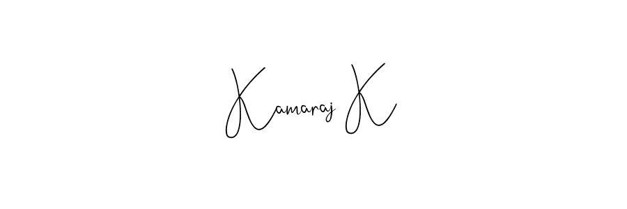 How to make Kamaraj K name signature. Use Andilay-7BmLP style for creating short signs online. This is the latest handwritten sign. Kamaraj K signature style 4 images and pictures png