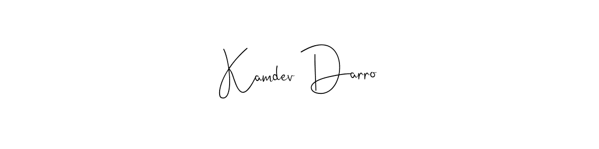 The best way (Andilay-7BmLP) to make a short signature is to pick only two or three words in your name. The name Kamdev Darro include a total of six letters. For converting this name. Kamdev Darro signature style 4 images and pictures png