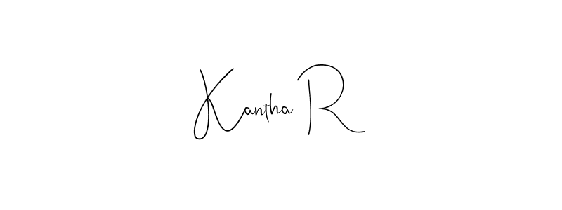 How to make Kantha R name signature. Use Andilay-7BmLP style for creating short signs online. This is the latest handwritten sign. Kantha R signature style 4 images and pictures png