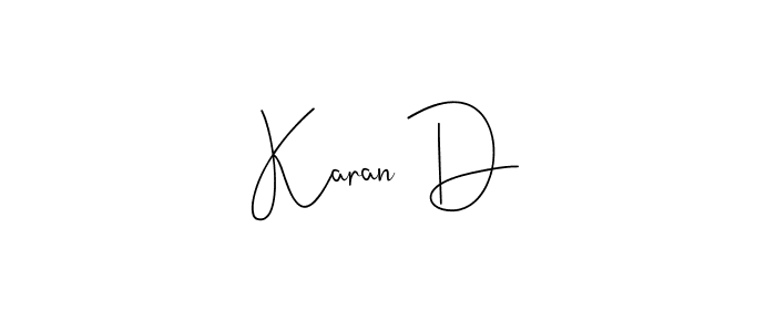 Also You can easily find your signature by using the search form. We will create Karan D name handwritten signature images for you free of cost using Andilay-7BmLP sign style. Karan D signature style 4 images and pictures png