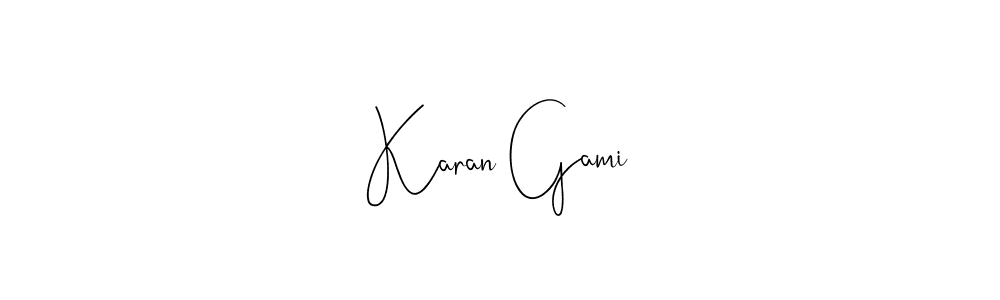 How to make Karan Gami signature? Andilay-7BmLP is a professional autograph style. Create handwritten signature for Karan Gami name. Karan Gami signature style 4 images and pictures png