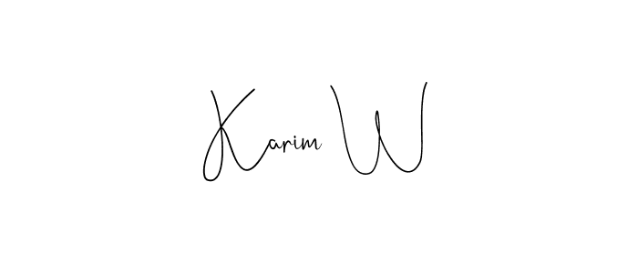 How to make Karim W name signature. Use Andilay-7BmLP style for creating short signs online. This is the latest handwritten sign. Karim W signature style 4 images and pictures png